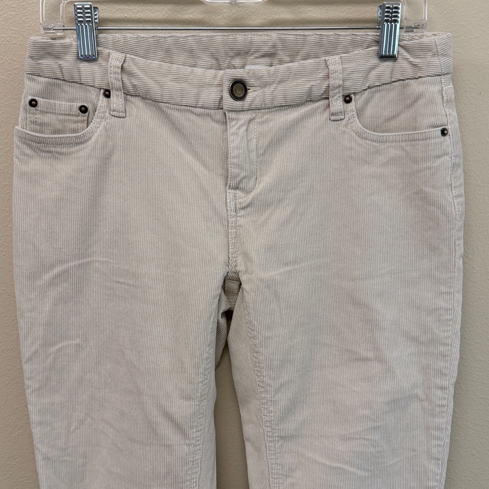 Garnet Hill Cream Corduroy Low Rise Straight Leg Pants Sz4 - Picture 2 of 5